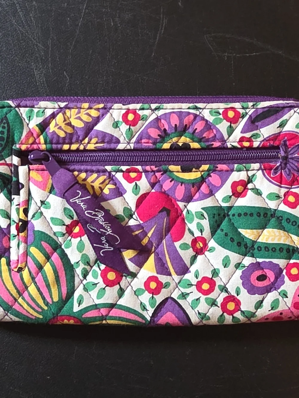 Vera Bradley Purple Multicolor Floral Quilted Cosmetic Wristlet